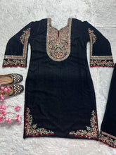 Adorable Black Color Embroidery Coding sequence Work Velvet Salwar Suit